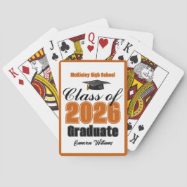 Orange Class of 2026 Custom Graduation Party Pokerkaarten