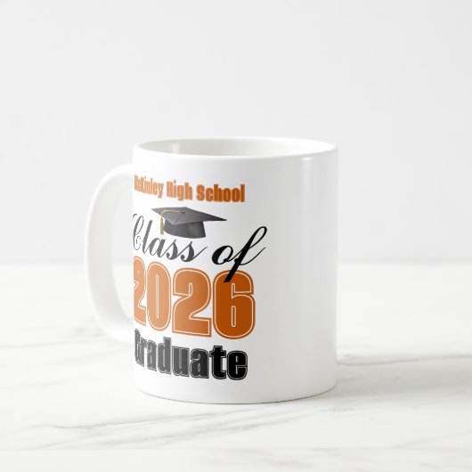 Orange Class of 2026 Graduation Keepsake Koffiemok (Voorkant links)