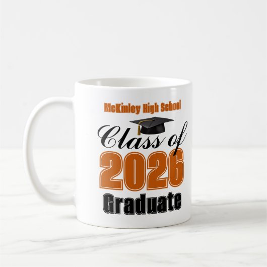 Orange Class of 2026 Graduation Keepsake Koffiemok (Links)