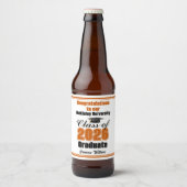 Orange Class of 2026 Graduation Party Custom Bier Etiket (Voorkant)