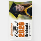 Orange Class of 2026 Graduation Party Photo Spandoek (Verticaal)