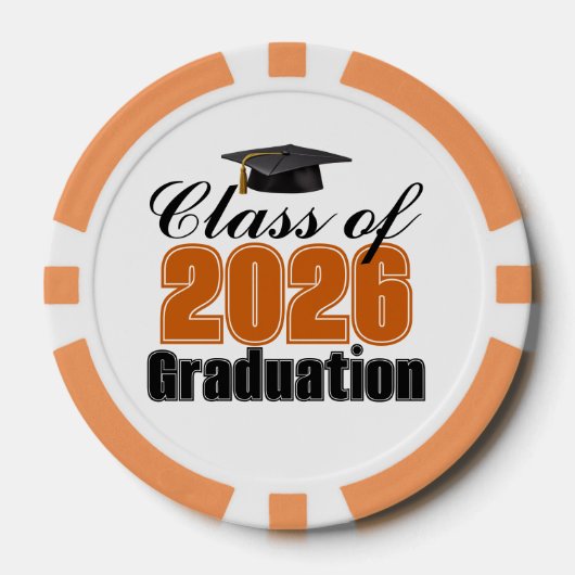 Orange Class of 2026 Graduation Party Poker Chips (Voorkant)
