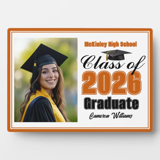 Orange Class of 2026 Graduation Photo Fotoplaat (voorkant)