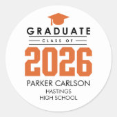 Orange Class of 2026 Graduation Sticker (Voorkant)