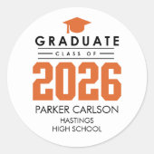 Orange Class of 2026 Graduation Sticker (Voorkant)