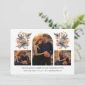 Orange Climbing Arch Grey Bouquets 3-Photo Collage Save The Date (Staand voorkant)