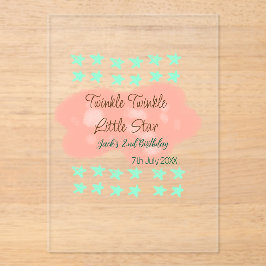 Orange clouds twinkle twinkle little stars green  acryl uitnodigingen