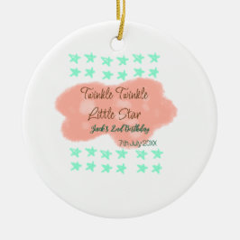 Orange clouds twinkle twinkle little stars green  keramisch ornament