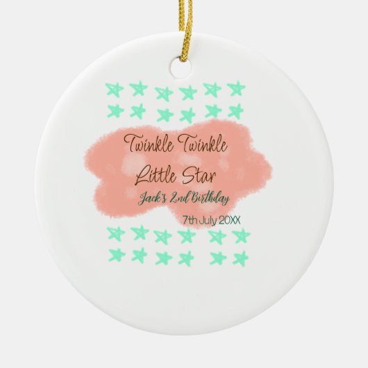Orange clouds twinkle twinkle little stars green keramisch ornament (Voorkant)