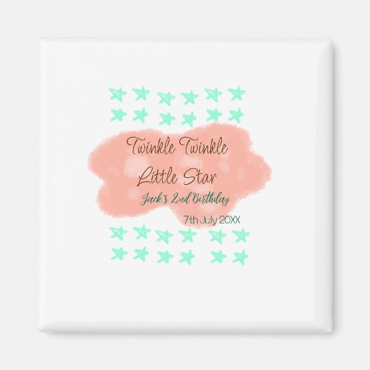 Orange clouds twinkle twinkle little stars green  magneet (Voorkant)