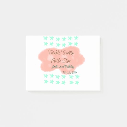 Orange clouds twinkle twinkle little stars green  post-it® notes (Voorkant)