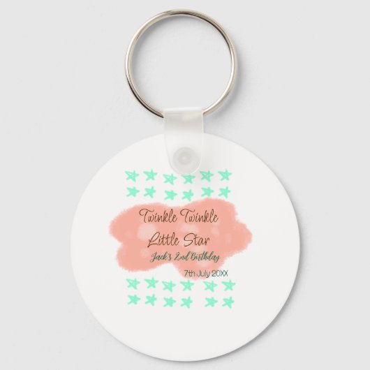 Orange clouds twinkle twinkle little stars green sleutelhanger (Voorkant)