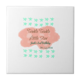 Orange clouds twinkle twinkle little stars green  tegeltje