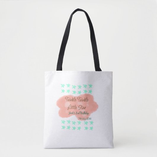 Orange clouds twinkle twinkle little stars green tote bag (Voorkant)