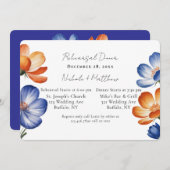 Orange & Cobalt Blue Floral Rehearsal Dinner Kaart (Voorkant / Achterkant)