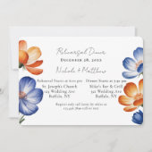 Orange & Cobalt Blue Floral Rehearsal Dinner Kaart (Voorkant)