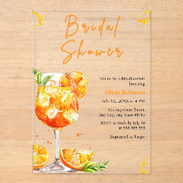 Orange Cocktail Drink Aperol Spritz Bridal Shower  Acryl Uitnodigingen