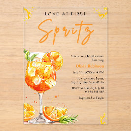 Orange Cocktail Love at First Spritz Bridal Shower Acryl Uitnodigingen