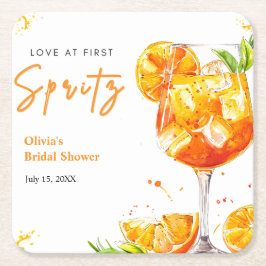 Orange Cocktail Love at First Spritz Bridal Shower Kartonnen Onderzetters