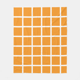 Orange colored square pattern and white borders fleece deken