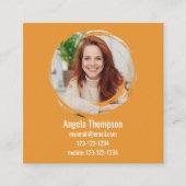 Orange Connect with Me Photo QR Code  Vierkante Visitekaartje (Voorkant)