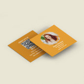 Orange Connect with Me Photo QR Code  Vierkante Visitekaartje