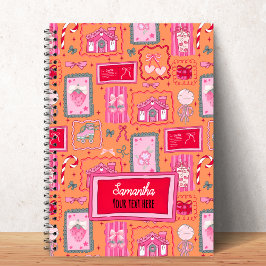 Orange Coquette aesthetic girly whimsical pattern  Notitieboek