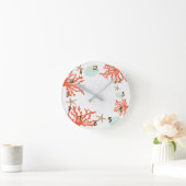 Orange Coral Sea Shells & Starfish Whimsical Ronde Klok (Huis)