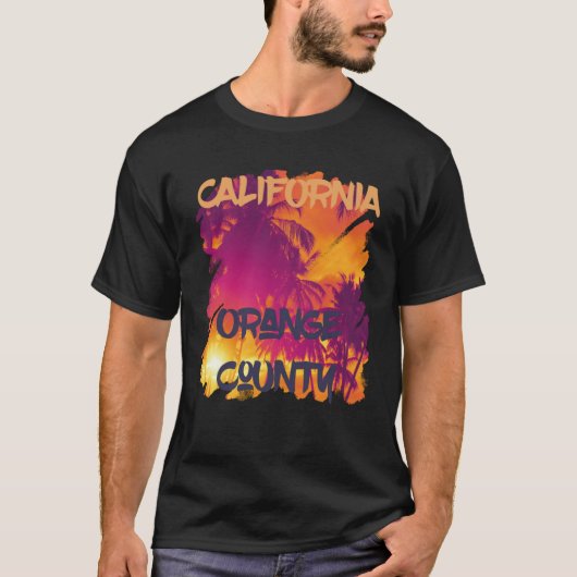 Orange County Beach Palm trees California Vacation T-shirt (Voorkant)