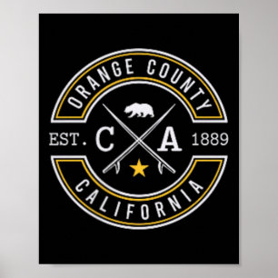 Orange County Californië Ca Retro Surfer Strand Fr Poster