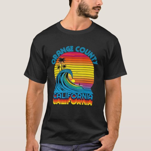 Orange County Retro Throwback Surf & Beach Souveni T-shirt (Voorkant)