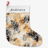 Orange Cream Black Leopard Animal Christmas Grote Kerstsok (Voorkant)