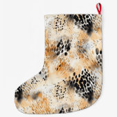 Orange Cream Black Leopard Animal Christmas Grote Kerstsok (Achterkant)