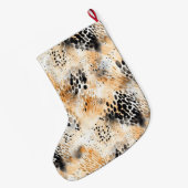 Orange Cream Black Leopard Animal Christmas Grote Kerstsok (Achterkant (Hangend))