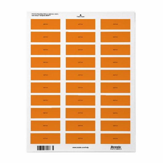 Orange Create Your Own Add Text Custom Etiket (Full Sheet)