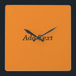Orange Create Your Own Add Text Custom Vierkante Klok<br><div class="desc">Orange Create Your Own Add Text Custom Square Wall Clock</div>