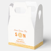 Orange Cute Here Comes The Son Baby Shower Bedankdoosjes (Geopend)