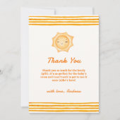 Orange Cute Here Comes The Son Baby Shower Bedankkaart (Voorkant)