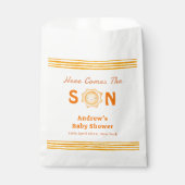 Orange Cute Here Comes The Son Baby Shower Bedankzakje (Voorkant)