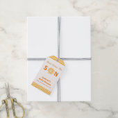 Orange Cute Here Comes The Son Baby Shower Cadeaulabel (Met Touw)