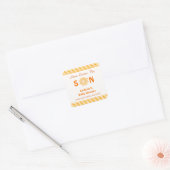 Orange Cute Here Comes The Son Baby Shower Vierkante Sticker (Envelop)