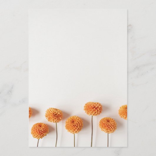 Orange Dahlia Wedding Menu - Warm Floral Elegance (Achterkant)