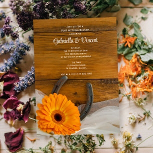 Orange Daisy Horseshoe Western Post Wedding Brunch Kaart