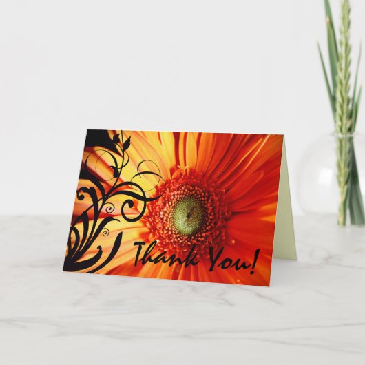 Orange Daisy Thank You Bedankkaart (Voorkant)