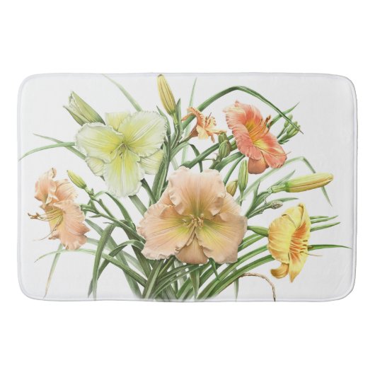 Orange Daylily Garden Floral Design Badmat (Voorkant)