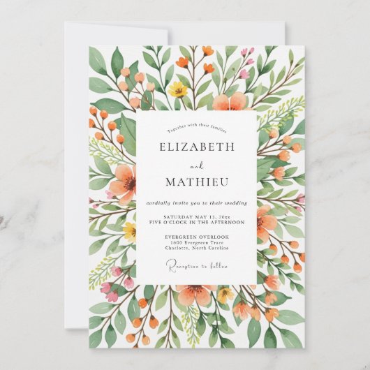 Orange Dazzling Spring Wedding Kaart (Voorkant)