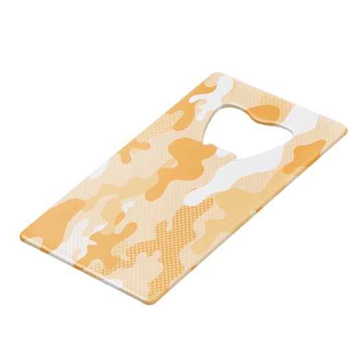 Orange Desert Camouflage Polka Dot Pattern Creditkaart Flessenopener (Achterkant Gekanteld)