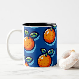 Orange design repeat pattern Coffee Mug Tweekleurige Koffiemok