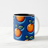 Orange design repeat pattern Coffee Mug Tweekleurige Koffiemok (Voorkant rechts)
