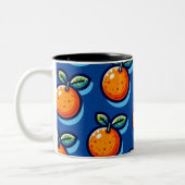 Orange design repeat pattern Coffee Mug Tweekleurige Koffiemok (Links)